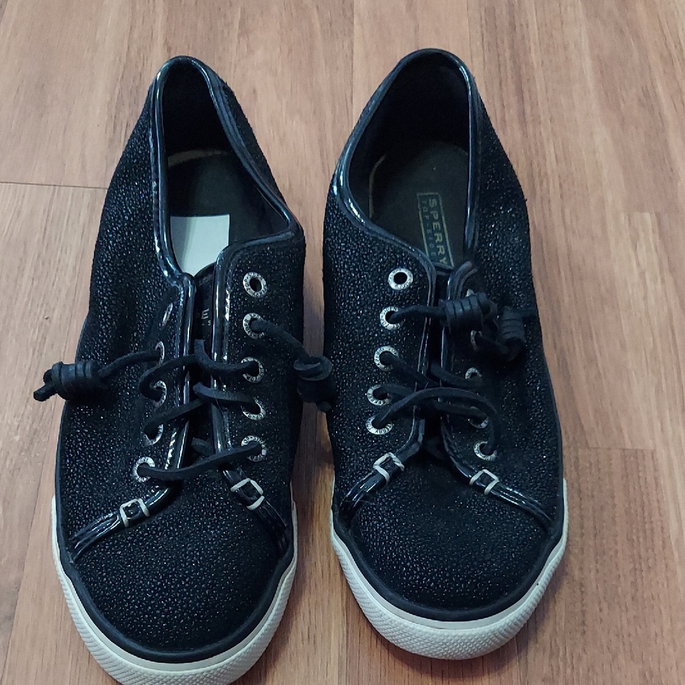 Sperry Women's Glittery Black Sneakers
